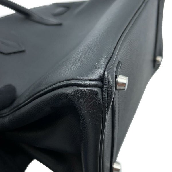 エルメス バーキン30 ブラック/シルバー金具 エプソン □K刻印 HERMES Birkin ハンドバッグ 黒