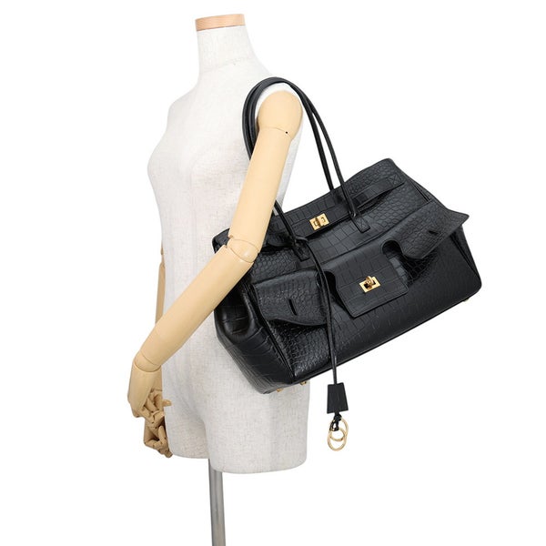 バレンシアガ トートバッグ ベルエアー キャリーオール ミディアム 型押しレザー 835670 BALENCIAGA 黒