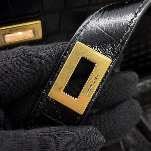 バレンシアガ トートバッグ ベルエアー キャリーオール ミディアム 型押しレザー 835670 BALENCIAGA 黒