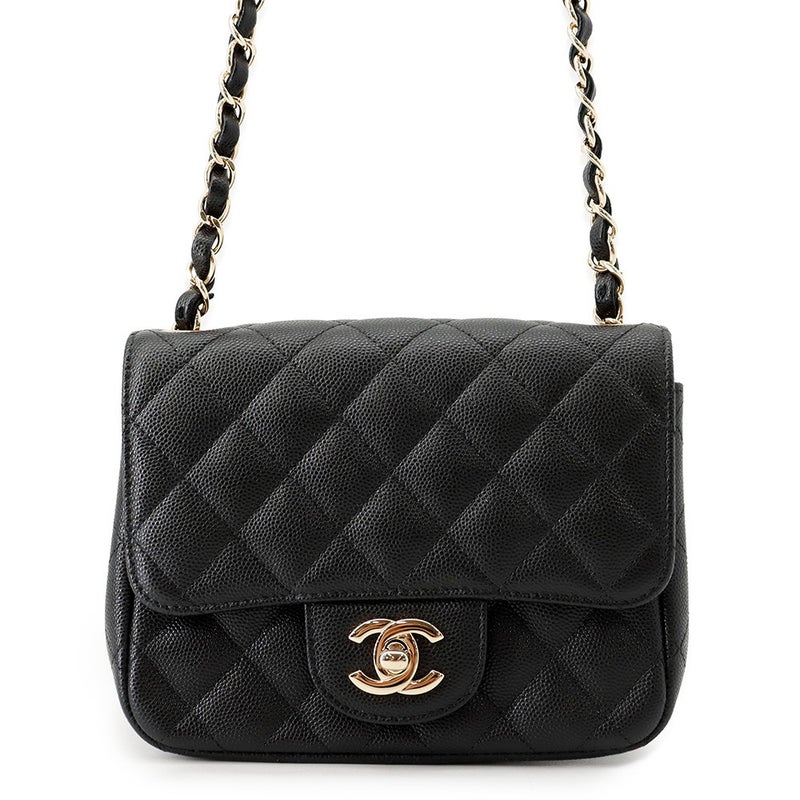 シャネル チェーンショルダーバッグ マトラッセ ココマーク キャビアスキン ミニマトラッセ A35200 CHANEL 黒