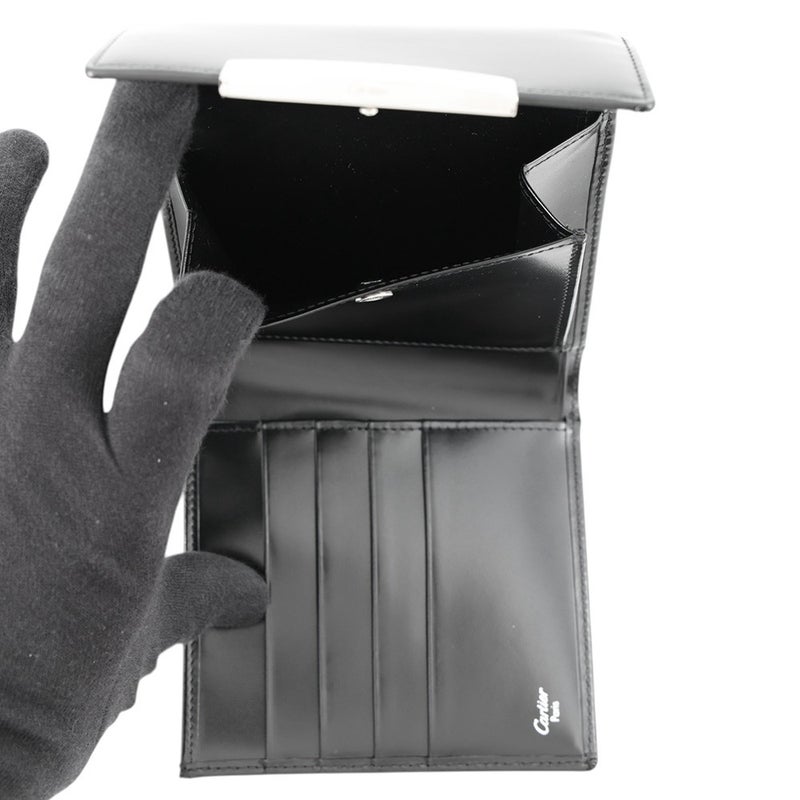 カルティエ 三つ折り財布 ラブコレクション レザー Cartier 財布 黒