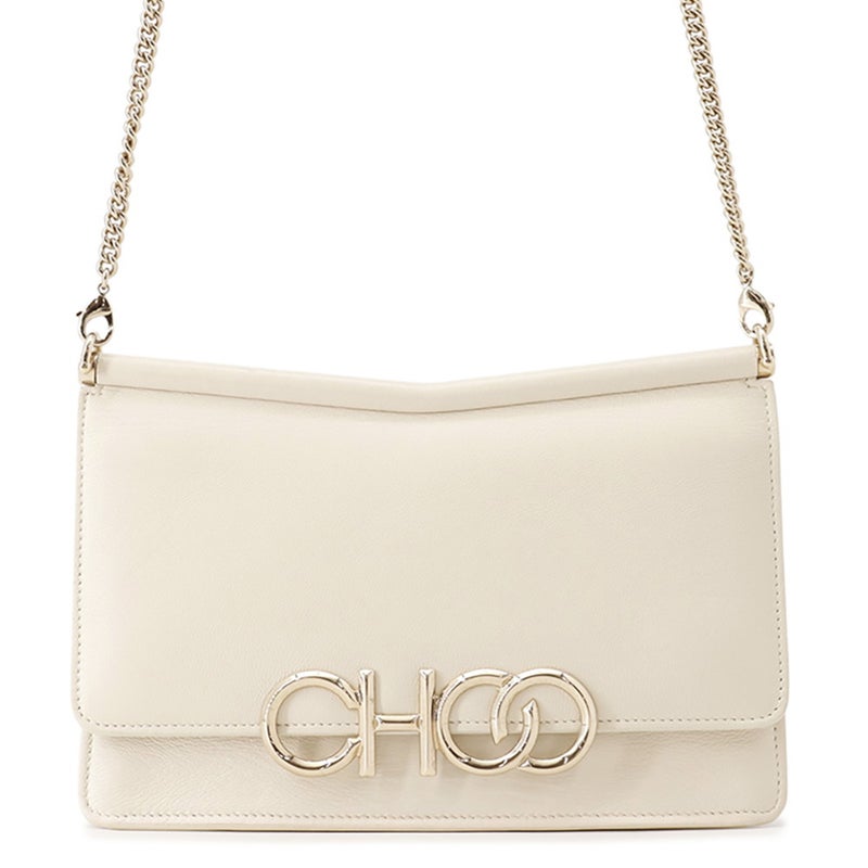 ジミーチュウ チェーンショルダーバッグ ロゴ レザー JIMMY CHOO バッグ 白