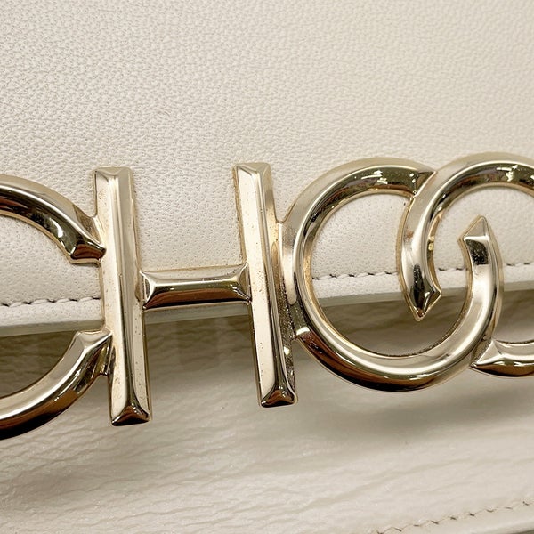 ジミーチュウ チェーンショルダーバッグ ロゴ レザー JIMMY CHOO バッグ 白