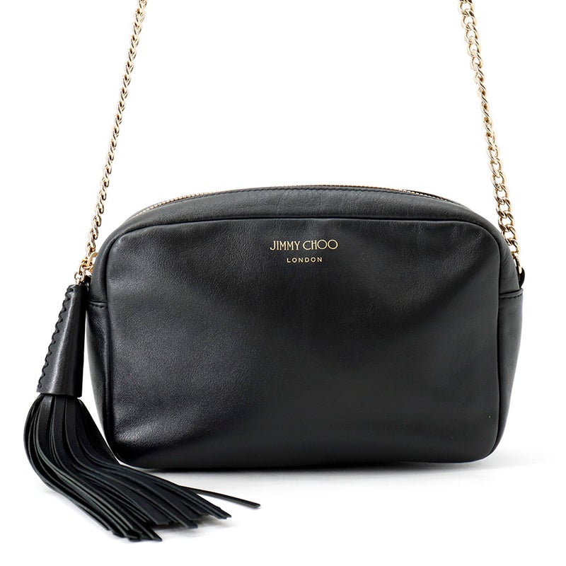 ジミーチュウ ショルダーバッグ フリンジチャーム レザーJIMMY CHOO バッグ 黒