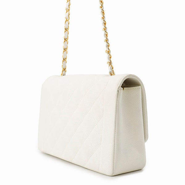 シャネル チェーンショルダーバッグ マトラッセ25 ココマーク シングルチェーン シングルフラップ A01165 CHANEL 白