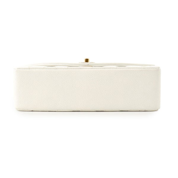 シャネル チェーンショルダーバッグ マトラッセ25 ココマーク シングルチェーン シングルフラップ A01165 CHANEL 白