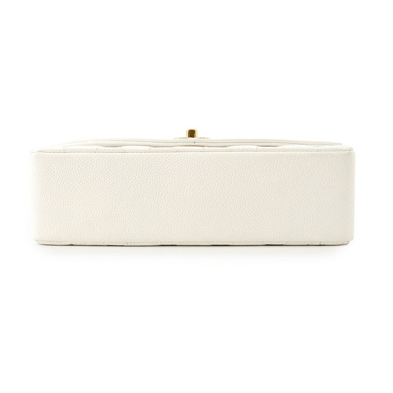 シャネル チェーンショルダーバッグ マトラッセ25 ココマーク シングルチェーン シングルフラップ A01165 CHANEL 白