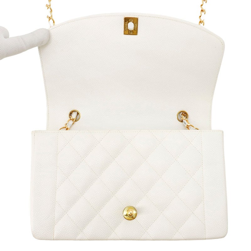 シャネル チェーンショルダーバッグ マトラッセ25 ココマーク シングルチェーン シングルフラップ A01165 CHANEL 白