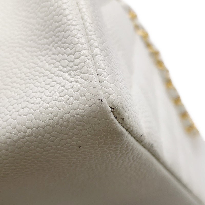 シャネル チェーンショルダーバッグ マトラッセ25 ココマーク シングルチェーン シングルフラップ A01165 CHANEL 白