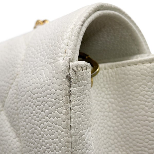 シャネル チェーンショルダーバッグ マトラッセ25 ココマーク シングルチェーン シングルフラップ A01165 CHANEL 白