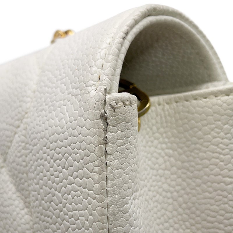 シャネル チェーンショルダーバッグ マトラッセ25 ココマーク シングルチェーン シングルフラップ A01165 CHANEL 白