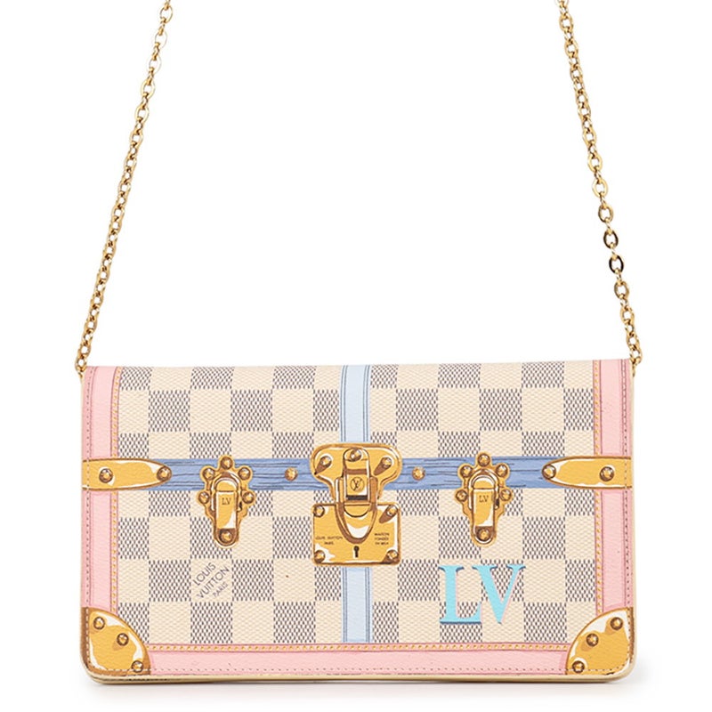 ルイヴィトン チェーンウォレット ダミエ・アズール ポシェット・ウィークエンド サマートランク N60108 LOUIS VUITTON 財布