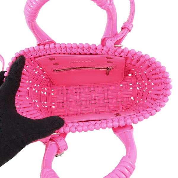 バレンシアガ ハンドバッグ パテントレザー ビストロXXS 678028 BALENCIAGA 2wayショルダーバッグ かごバッグ