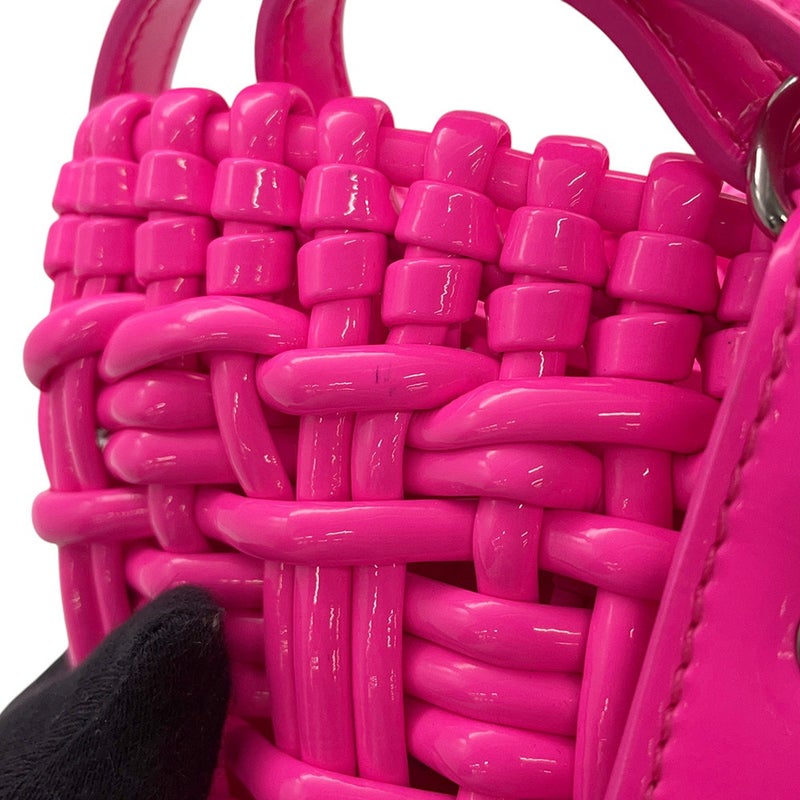 バレンシアガ ハンドバッグ パテントレザー ビストロXXS 678028 BALENCIAGA 2wayショルダーバッグ かごバッグ