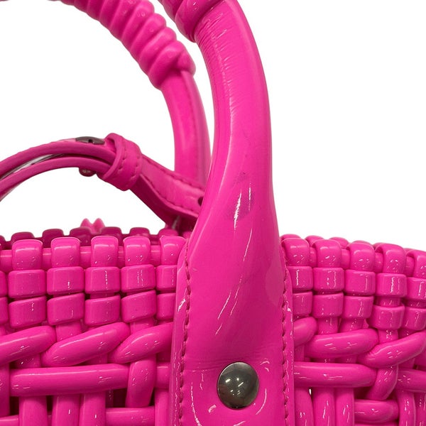 バレンシアガ ハンドバッグ パテントレザー ビストロXXS 678028 BALENCIAGA 2wayショルダーバッグ かごバッグ