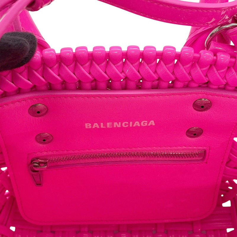 バレンシアガ ハンドバッグ パテントレザー ビストロXXS 678028 BALENCIAGA 2wayショルダーバッグ かごバッグ