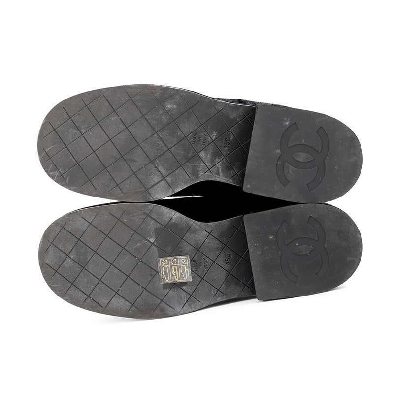 シャネル ショートブーツ ココマーク ハラコ スエード レディースサイズ35C G39505 CHANEL 靴 黒