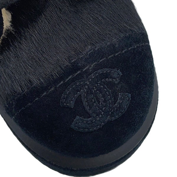 シャネル ショートブーツ ココマーク ハラコ スエード レディースサイズ35C G39505 CHANEL 靴 黒