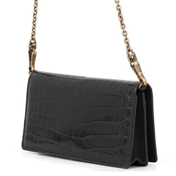 ボッテガヴェネタ チェーンウォレット クロコダイル BOTTEGA VENETA 財布 黒