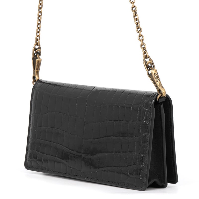 ボッテガヴェネタ チェーンウォレット クロコダイル BOTTEGA VENETA 財布 黒
