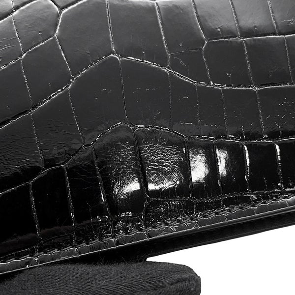 ボッテガヴェネタ チェーンウォレット クロコダイル BOTTEGA VENETA 財布 黒