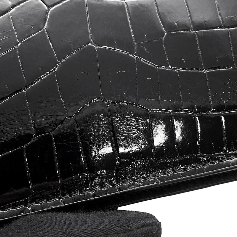 ボッテガヴェネタ チェーンウォレット クロコダイル BOTTEGA VENETA 財布 黒