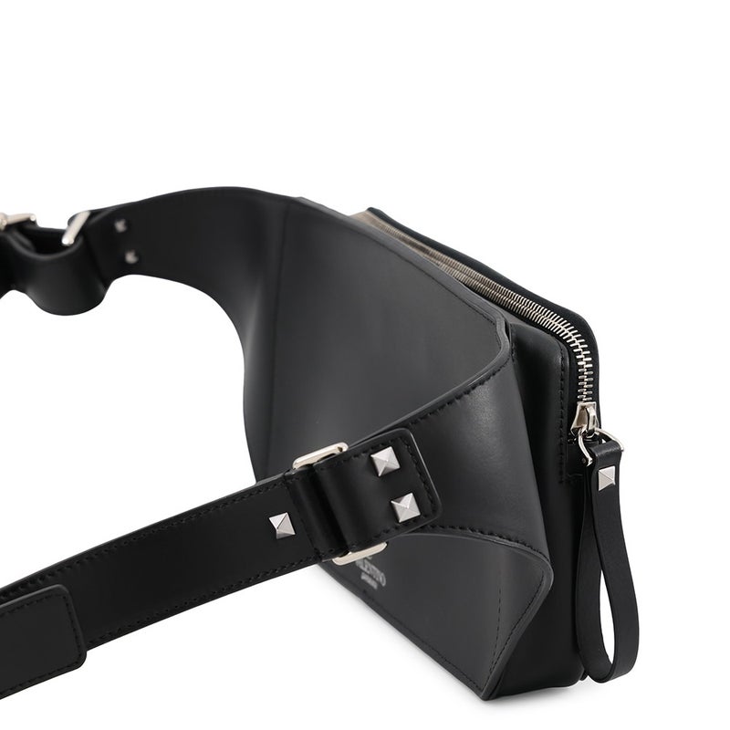 ヴァレンティノ・ガラヴァーニ ボディバッグ VLTNロゴ レザー VY2B0A10WJW VALENTINO ベルトバッグ 黒