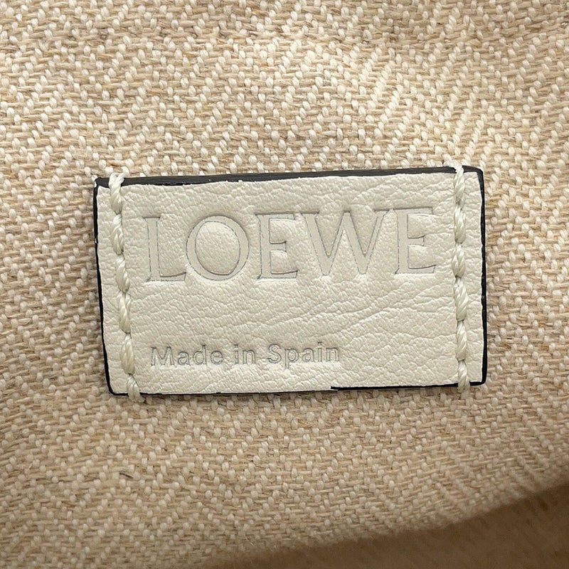 ロエベ ショルダーバッグ ドローストリング バケットバッグ ミニ ラフィア/レザー アナグラム A223222X01 LOEWE カゴバッグ 白