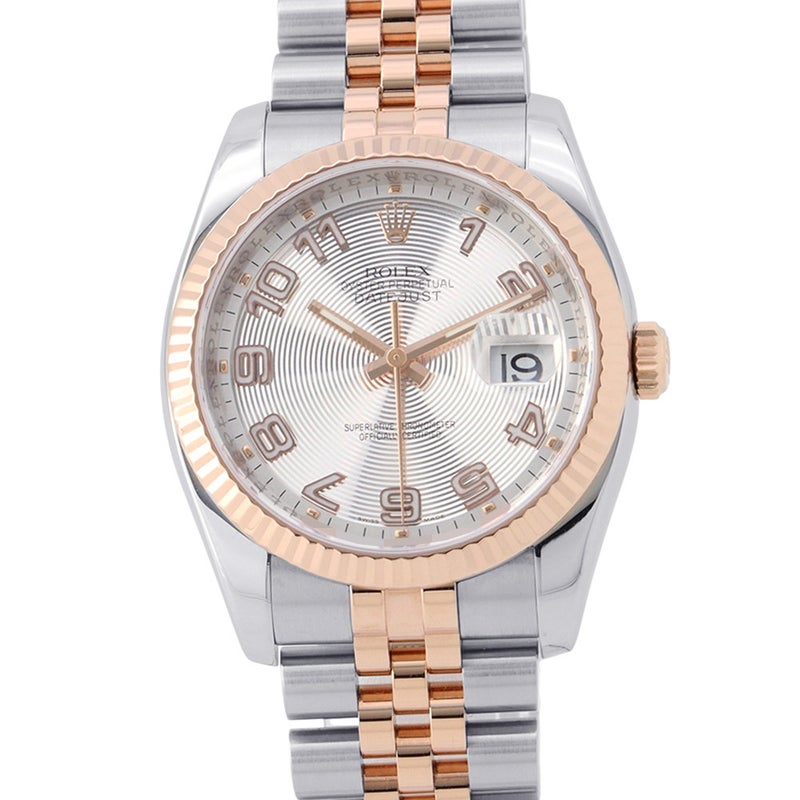 ロレックス デイトジャスト D番 SS/K18PG 116231 ROLEX 腕時計 シルバーコンセントリック文字盤
