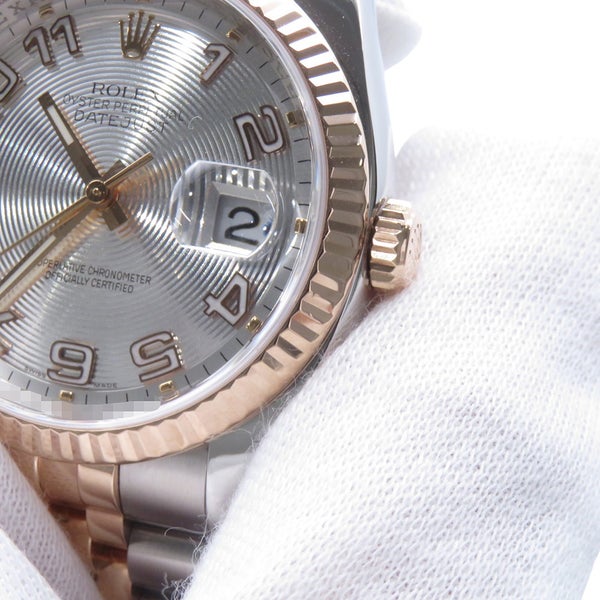 ロレックス デイトジャスト D番 SS/K18PG 116231 ROLEX 腕時計 シルバーコンセントリック文字盤