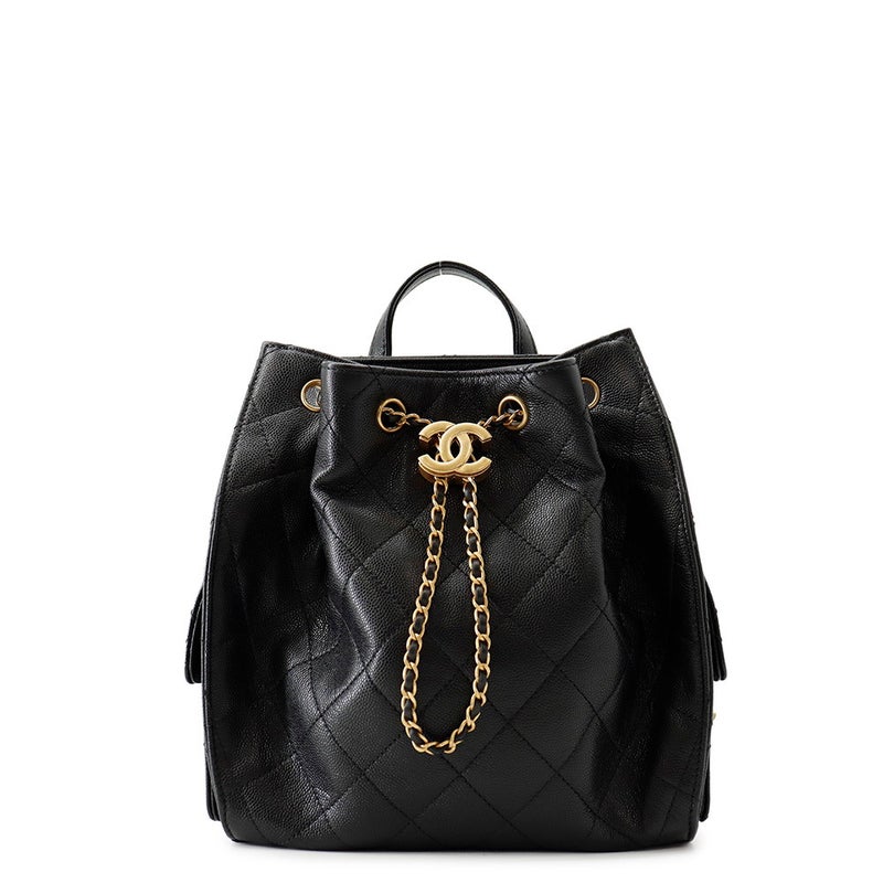 シャネル リュック CHANEL 25 ミディアム バックパック マトラッセ ココマーク キャビアスキン AS5600 CHANEL 黒