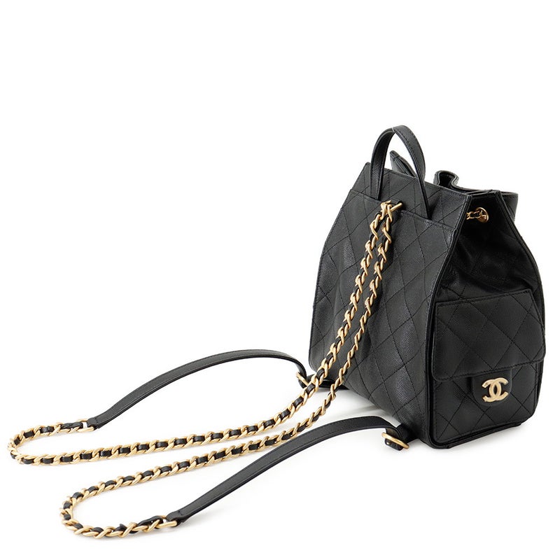 シャネル リュック CHANEL 25 ミディアム バックパック マトラッセ ココマーク キャビアスキン AS5600 CHANEL 黒