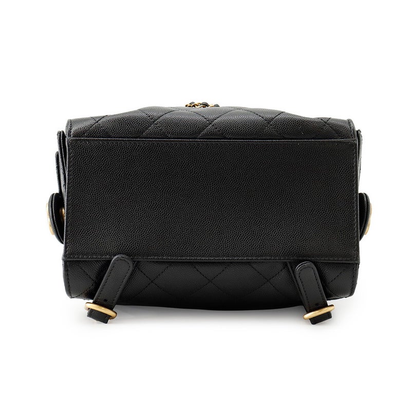 シャネル リュック CHANEL 25 ミディアム バックパック マトラッセ ココマーク キャビアスキン AS5600 CHANEL 黒