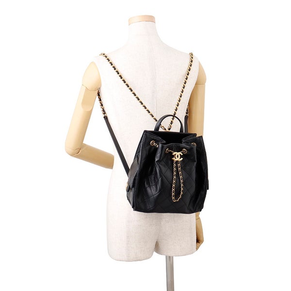 シャネル リュック CHANEL 25 ミディアム バックパック マトラッセ ココマーク キャビアスキン AS5600 CHANEL 黒