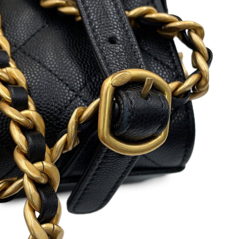 シャネル リュック CHANEL 25 ミディアム バックパック マトラッセ ココマーク キャビアスキン AS5600 CHANEL 黒