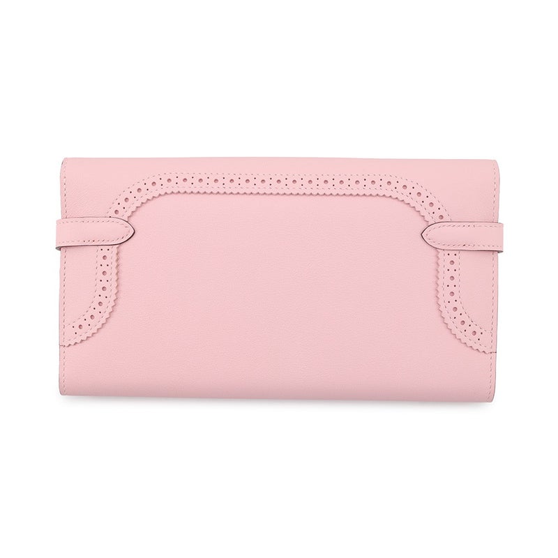 エルメス 長財布 ケリーウォレット ギリーズ ローズサクラ/シルバー金具 スイフト T刻印 財布