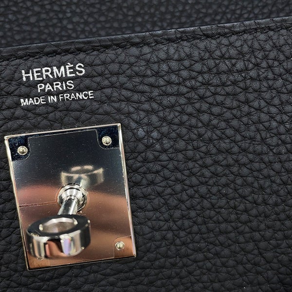 エルメス ハンドバッグ ケリー32 内縫い ブラック/シルバー金具 トゴ C刻印 HERMES 2wayバッグ 黒