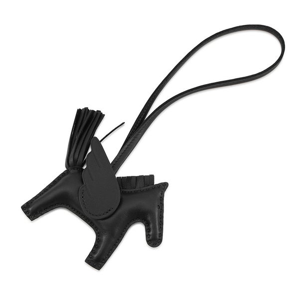 エルメス バッグチャーム ロデオPM ペガサス ブラック ラムスキン G刻印 HERMES チャーム 黒
