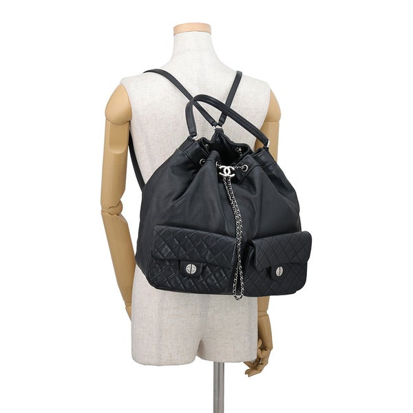シャネル リュック マトラッセ ココマーク ラムスキン CHANEL バッグパック 黒