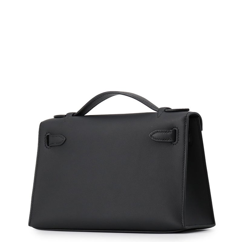 エルメス ハンドバッグ ポシェットケリー ブラック/ゴールド金具 スイフト K刻印 HERMES バッグ 黒