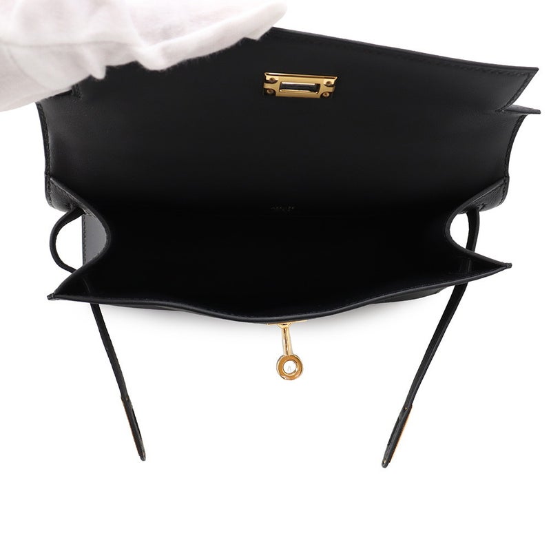 エルメス ハンドバッグ ポシェットケリー ブラック/ゴールド金具 スイフト K刻印 HERMES バッグ 黒