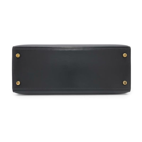 エルメス ケリー28 外縫い ブラック/ゴールド金具 ボックスカーフ 〇J刻印 HERMES 2wayショルダー 黒