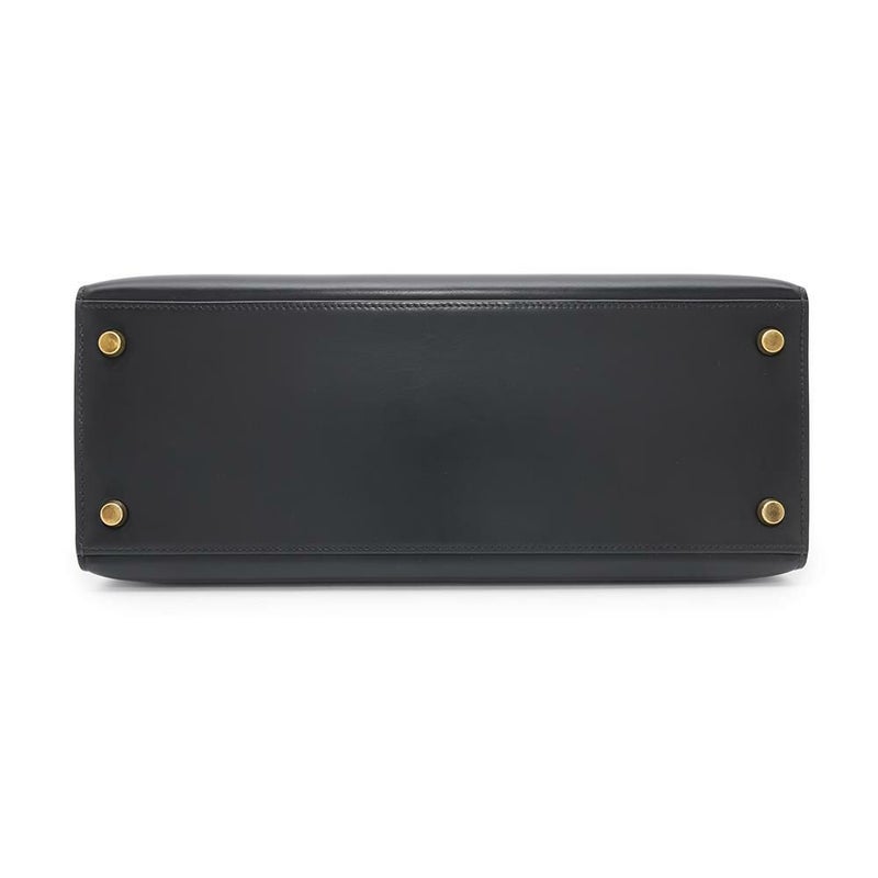 エルメス ケリー28 外縫い ブラック/ゴールド金具 ボックスカーフ 〇J刻印 HERMES 2wayショルダー 黒