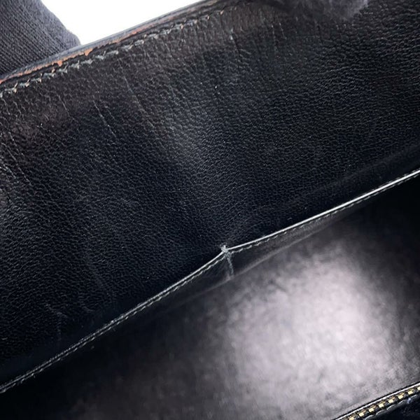 エルメス ケリー28 外縫い ブラック/ゴールド金具 ボックスカーフ 〇J刻印 HERMES 2wayショルダー 黒