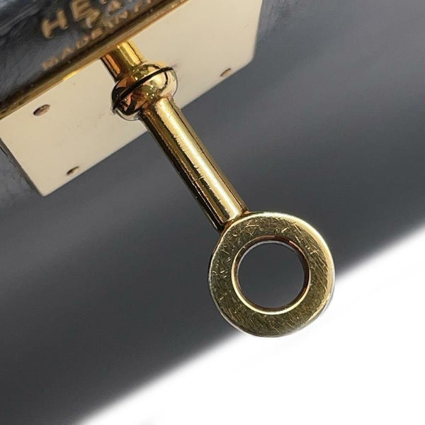 エルメス ケリー28 外縫い ブラック/ゴールド金具 ボックスカーフ 〇J刻印 HERMES 2wayショルダー 黒