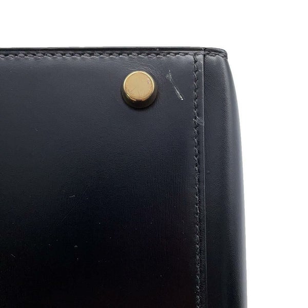 エルメス ハンドバッグ ケリー32 外縫い ブラック/ブラック/ゴールド金具 ボックスカーフ 〇W刻印 黒
