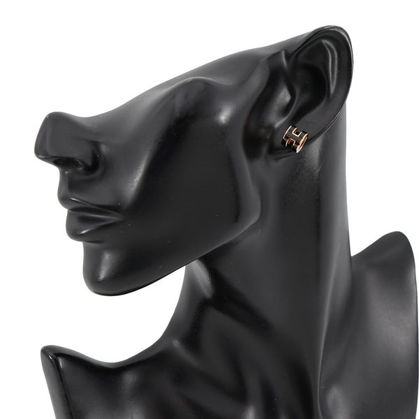 エルメス ピアス ミニ・ポップアッシュ ブラック/ピンクゴールド金具 HERMES Pop H ポップH 黒