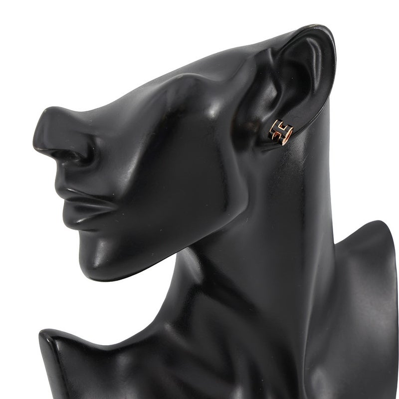 エルメス ピアス ミニ・ポップアッシュ ブラック/ピンクゴールド金具 HERMES Pop H ポップH 黒