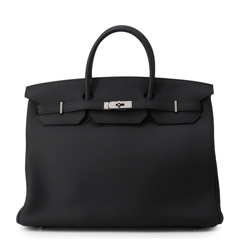 エルメス バーキン40 ブラック/シルバー金具 トゴ Y刻印 HERMES ハンドバッグ 黒