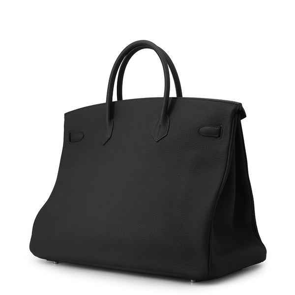 エルメス バーキン40 ブラック/シルバー金具 トゴ Y刻印 HERMES ハンドバッグ 黒